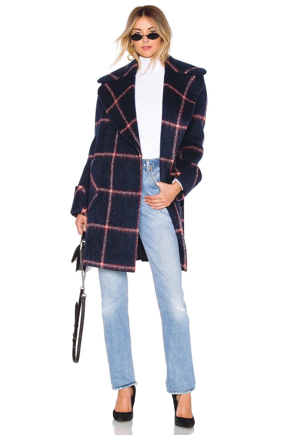 Kendall Brown Plaid M Kylie Womens Double Breasted Wool Coat Outerwear