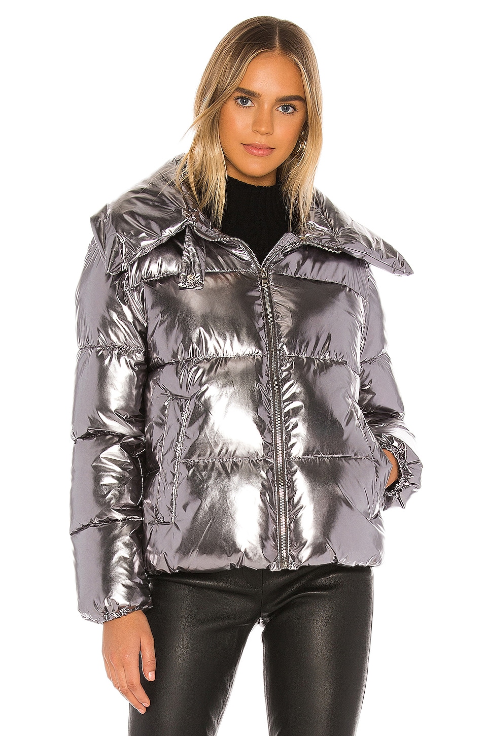 KENDALL + KYLIE Metallic Puffer Jacket in Silver | REVOLVE