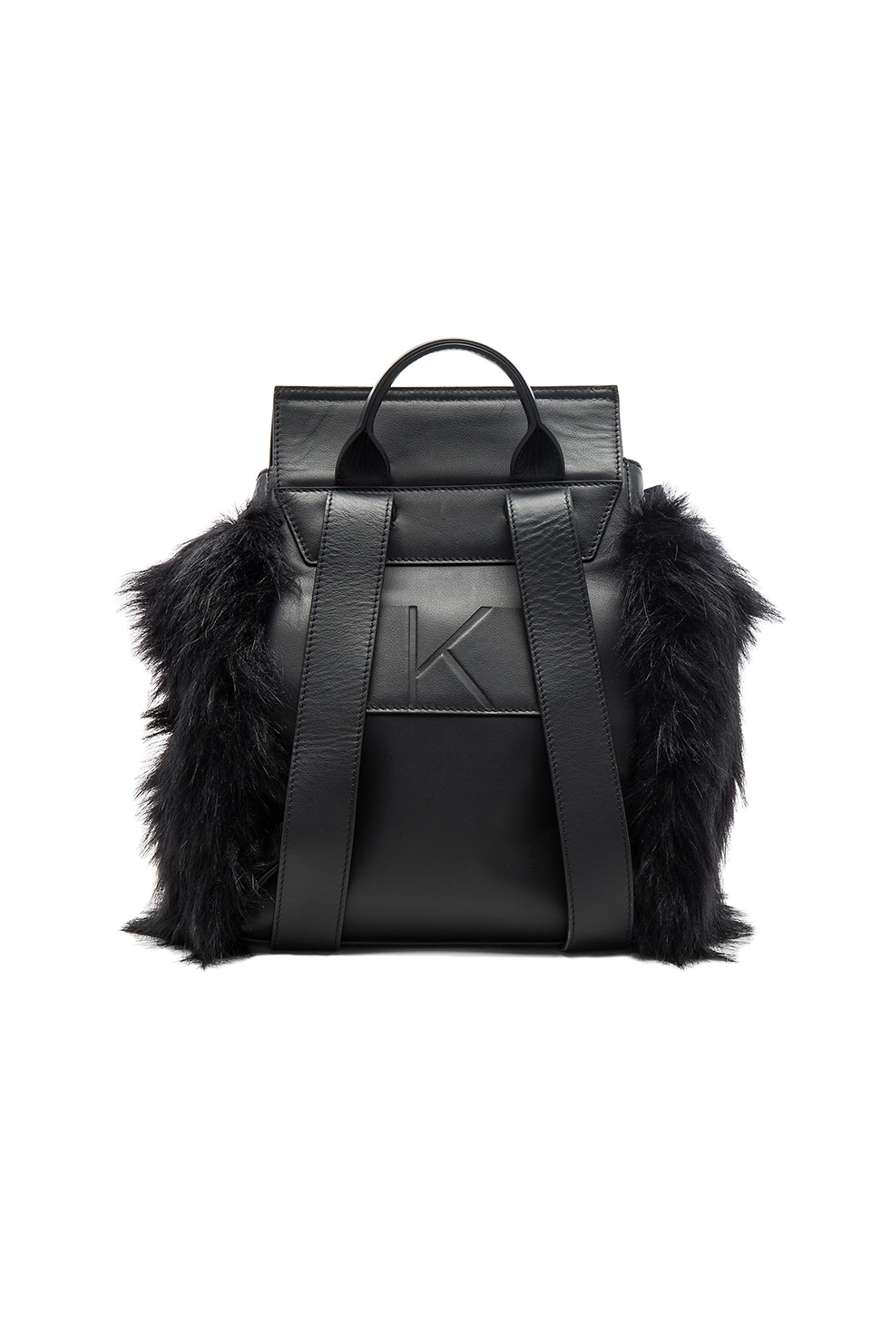 KENDALL + KYLIE Nancy Backpack in Black Faux Fur