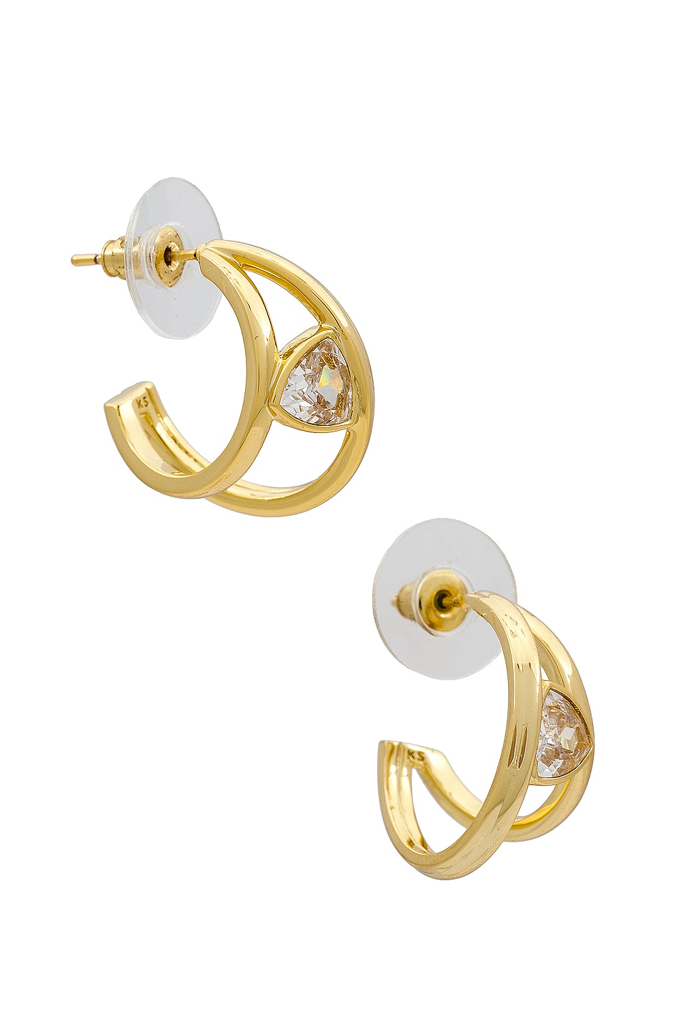 Kendra Scott Arden Huggie Earrings in Gold, White, & Crystal | REVOLVE