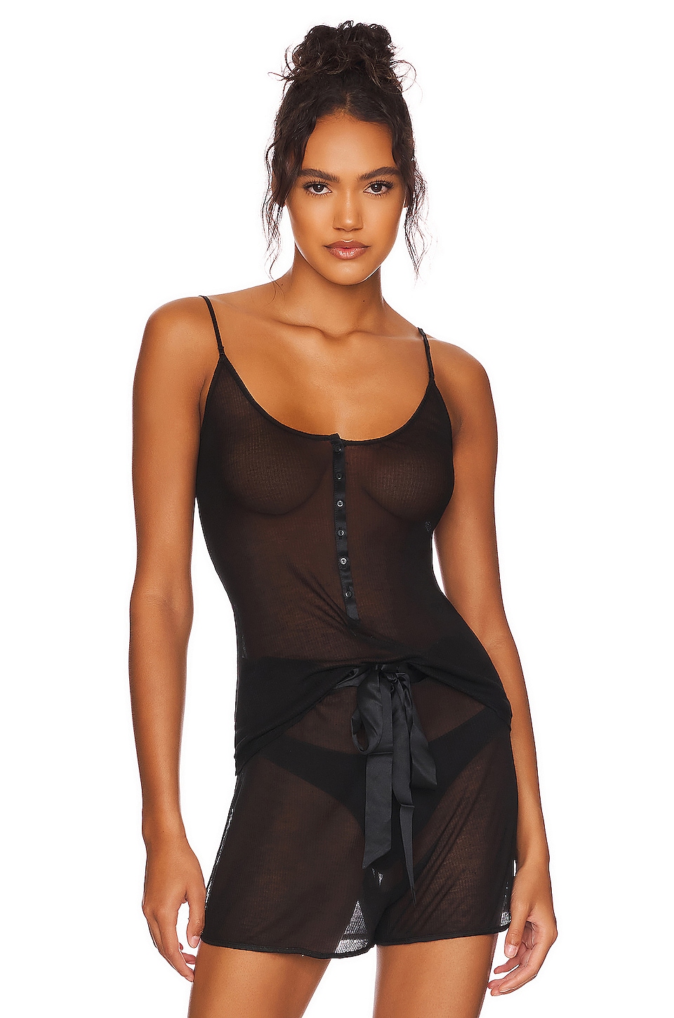 Image 1 of Ribbed Intime Cami in Black