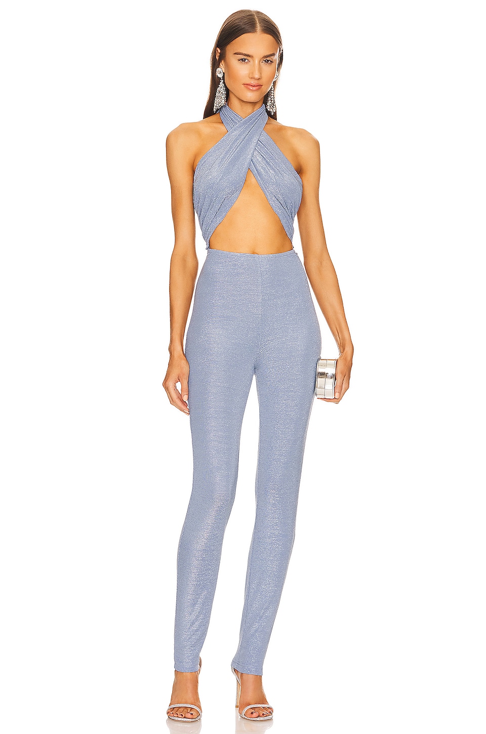 Kim Shui Glitter Wrap Jumpsuit in Mint
