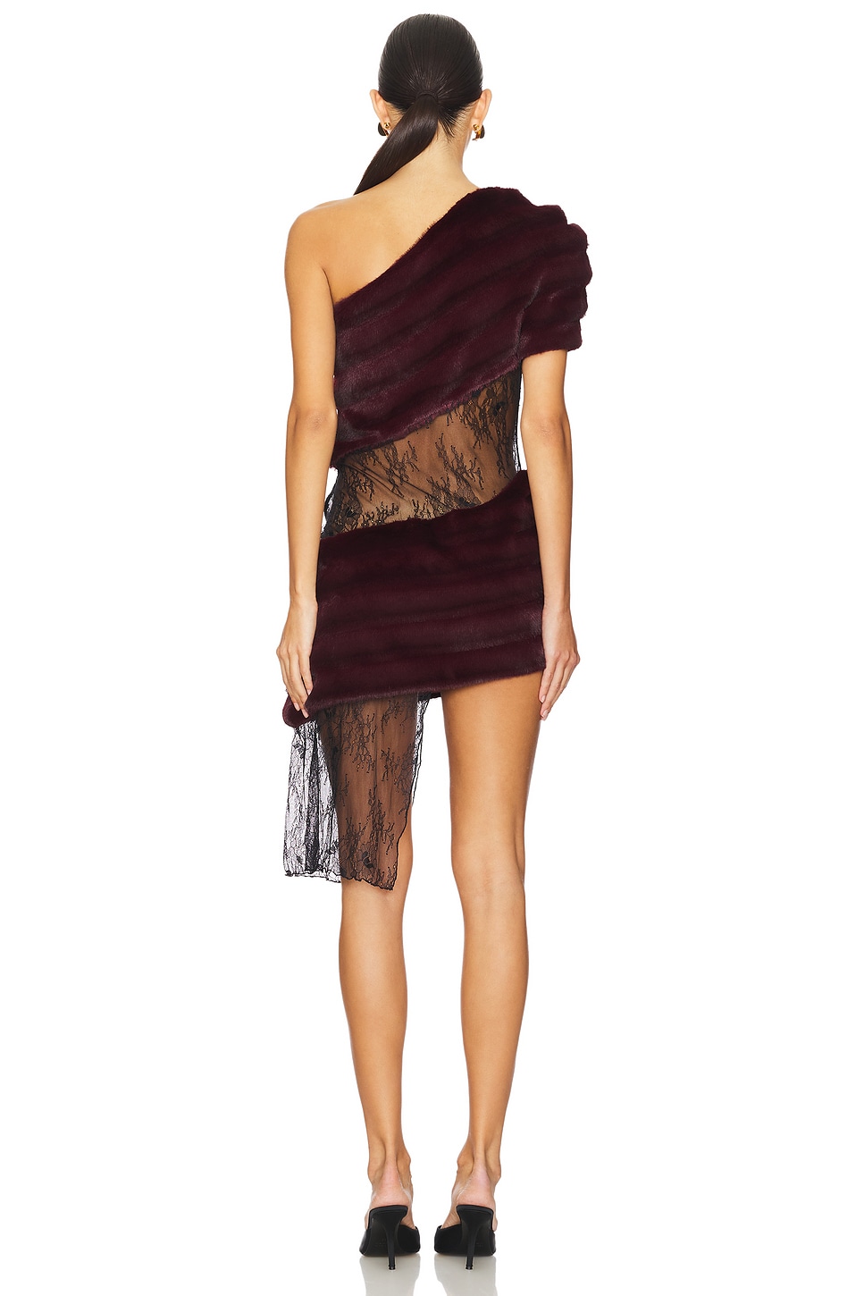 Aubergine Faux Fur Combo Dress