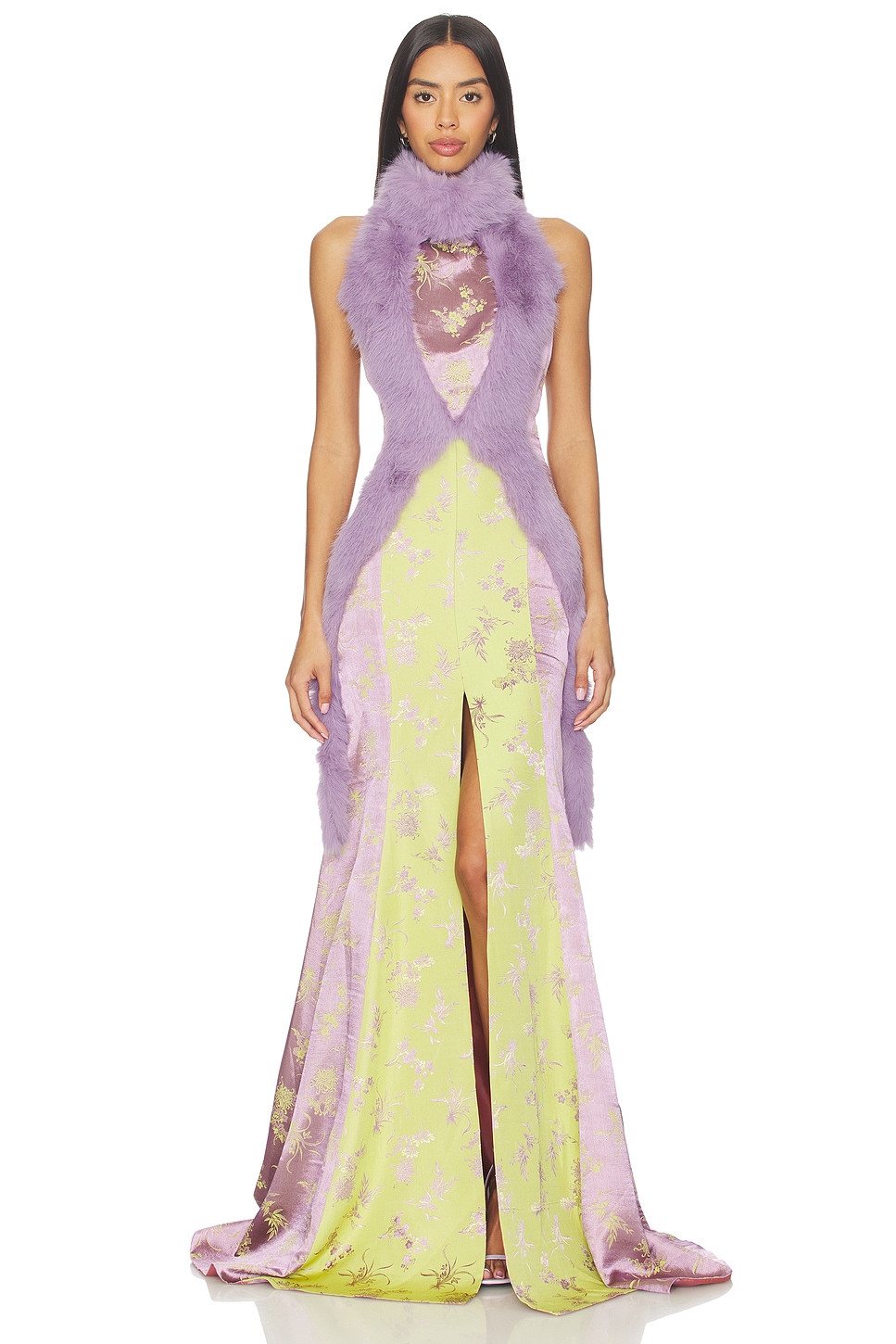 pale blue halter dress Spring Blossoms Halter Maxi Dress Blue main image 1