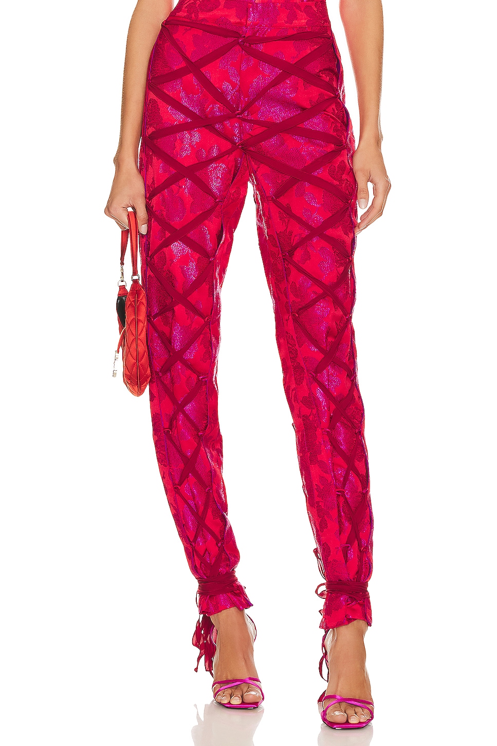 Image 1 of Lace Up Pant in Pink