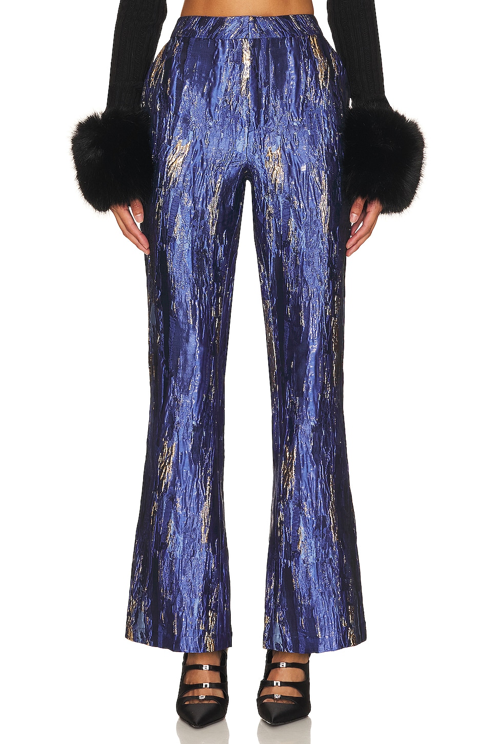 Kim Shui Jacquard Pant in Metallic Blue | REVOLVE