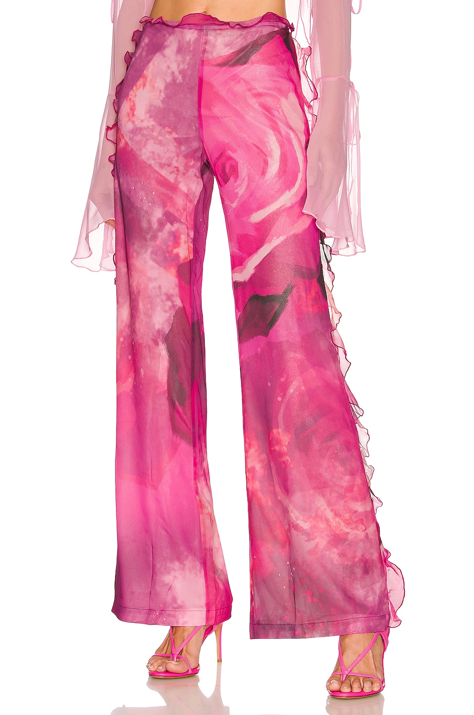 Kim Shui Chiffon Pant in Pink Rose