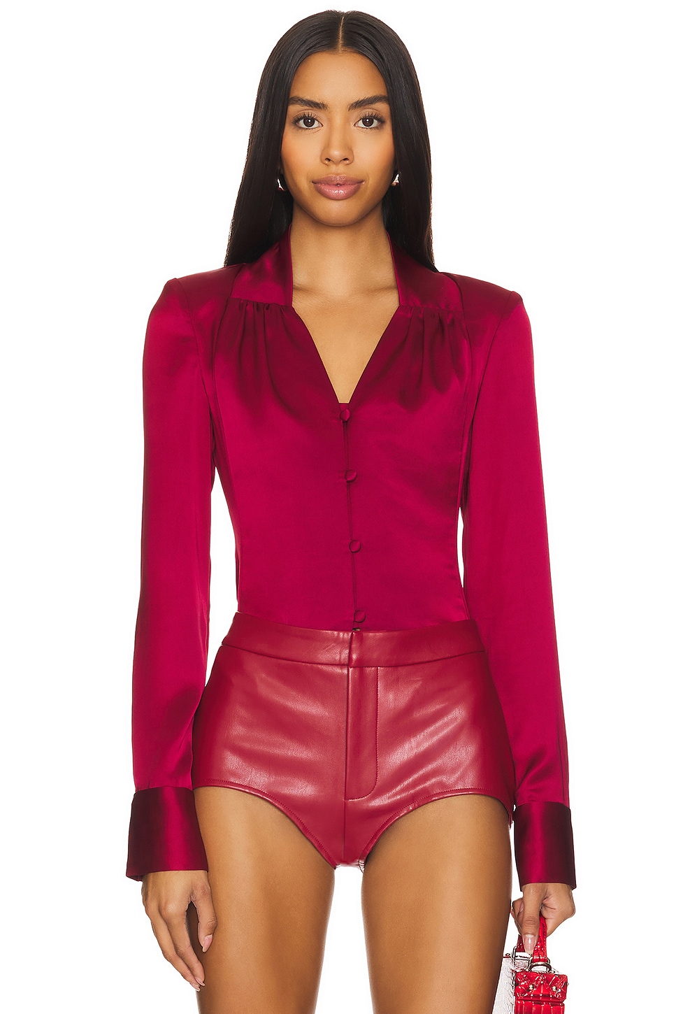 red satin blouse