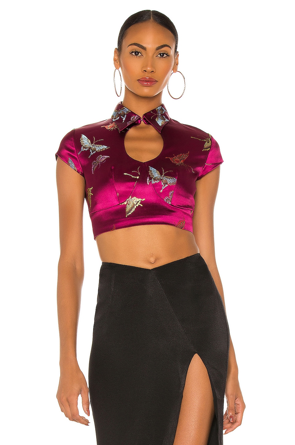 Kim Shui Butterfly Crop Top in Purple | REVOLVE