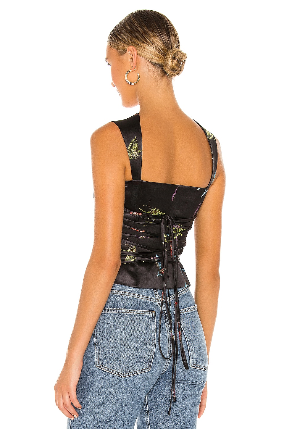 Kim Shui Butterfly Lace Up Bustier in Black | REVOLVE