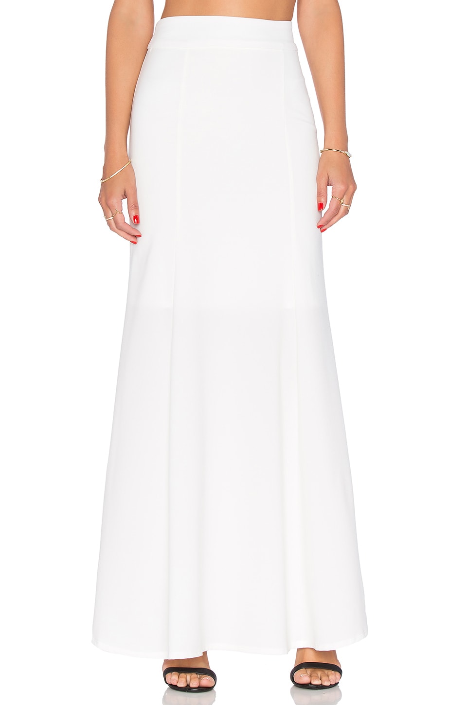 white maxi flare skirt