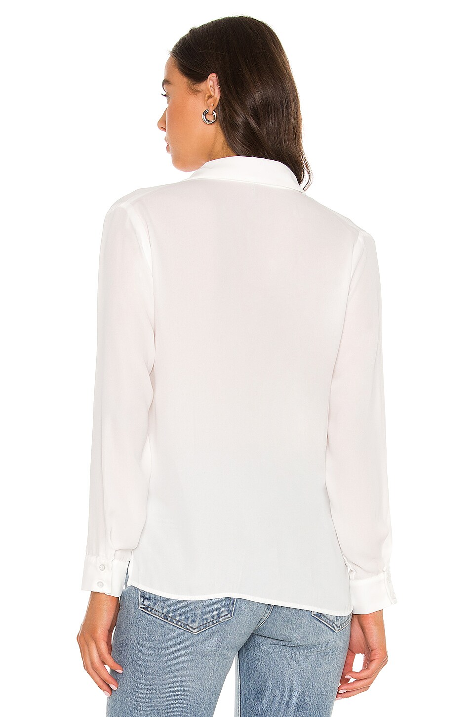 krisa Surplice Button Blouse in White | REVOLVE