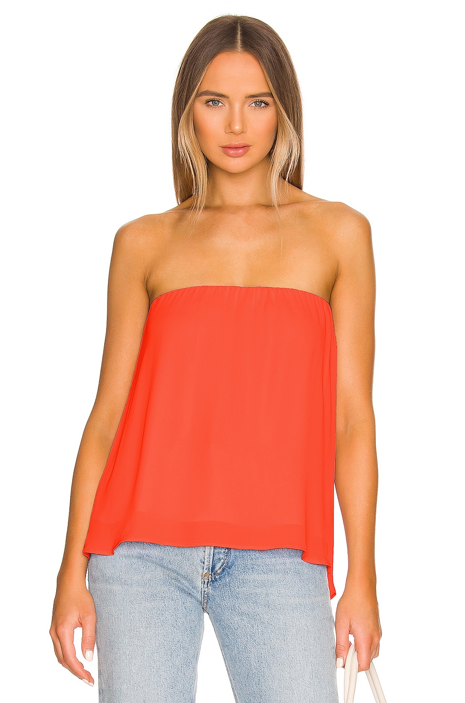 krisa Split Back Strapless Top in Tangerine | REVOLVE