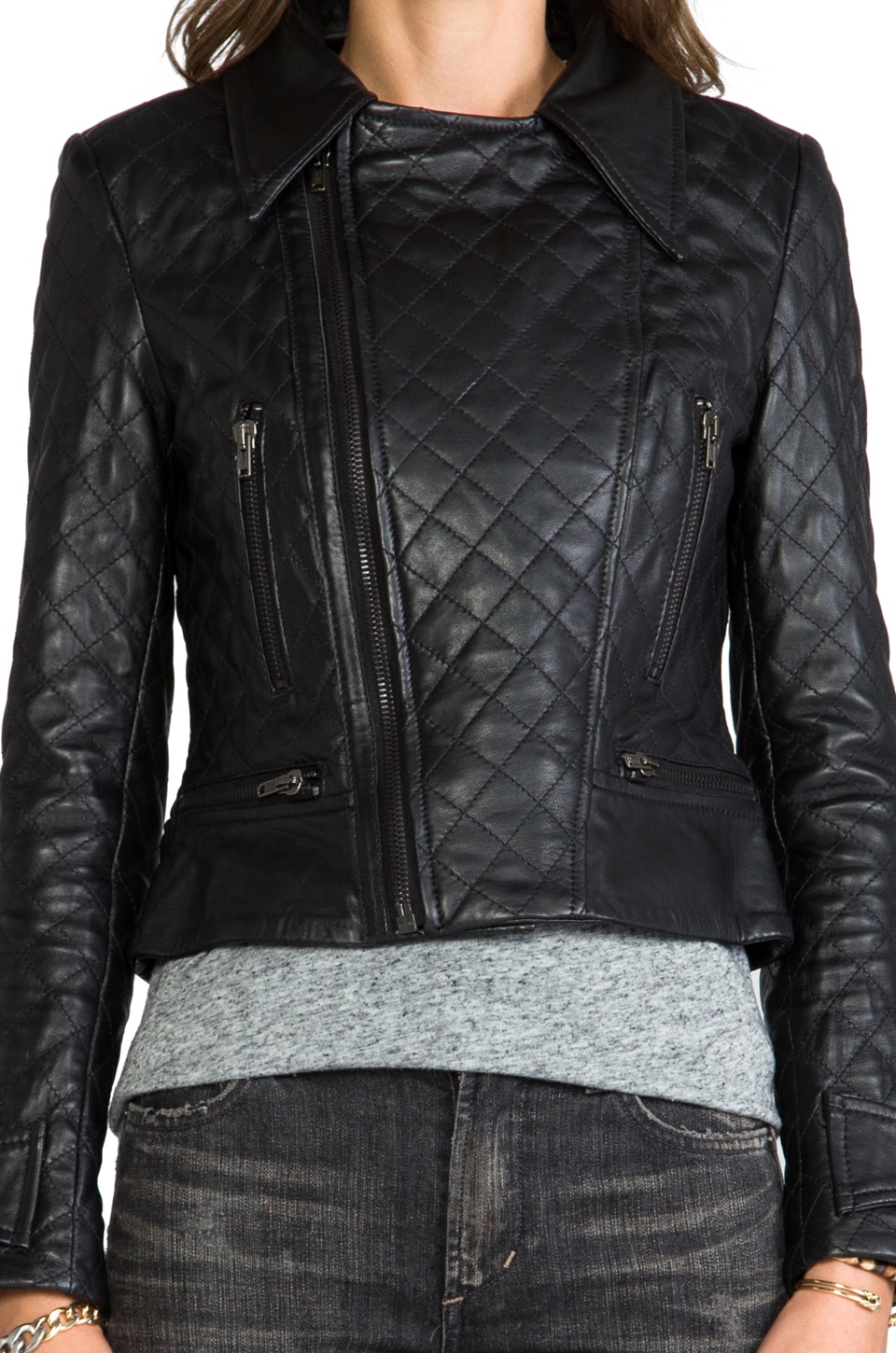 KENNA-T Quilt Moto Jacket in Black | REVOLVE