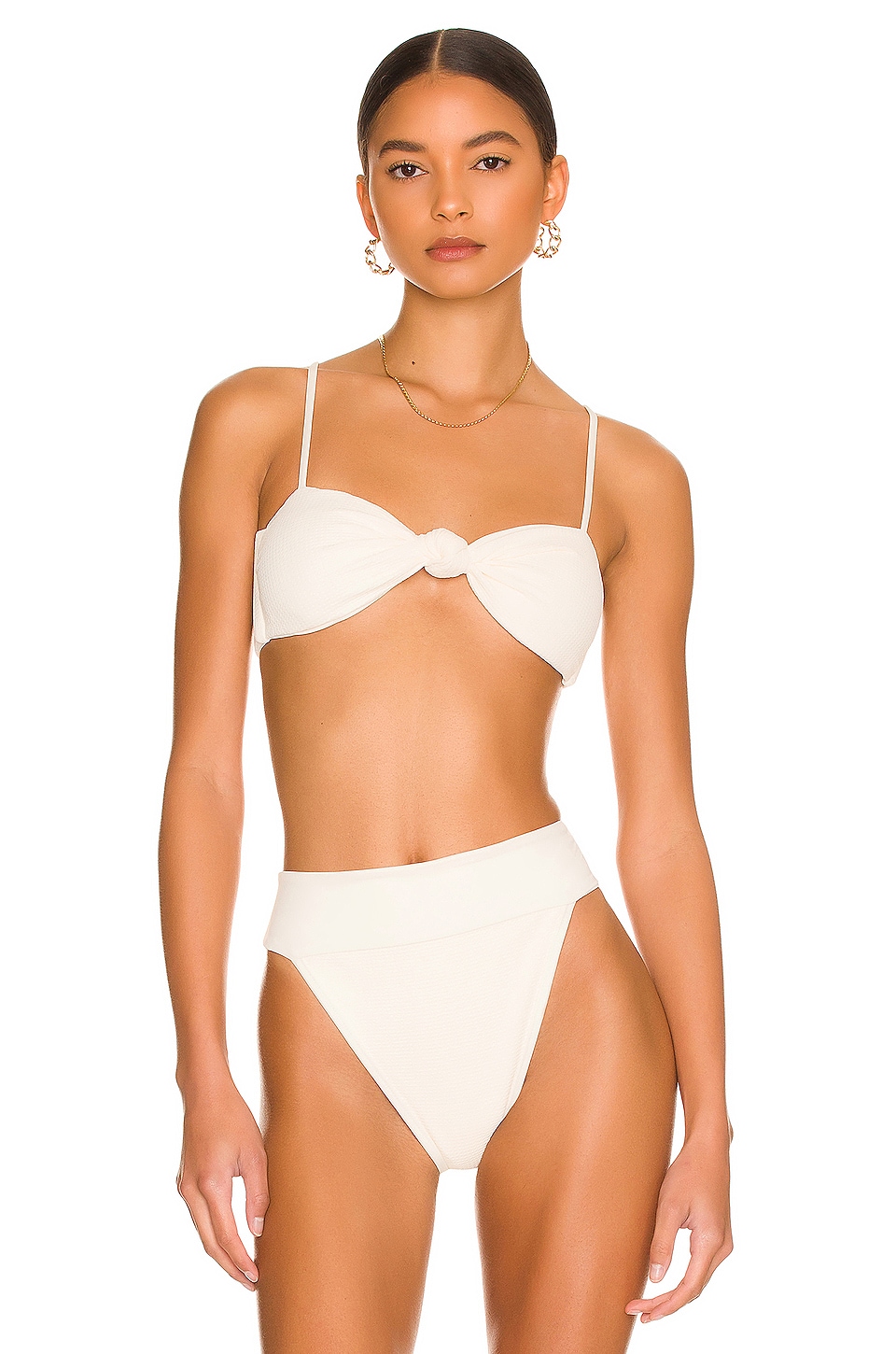 KYA Penelope Reversible Bikini Top in Textured Shell & Shell