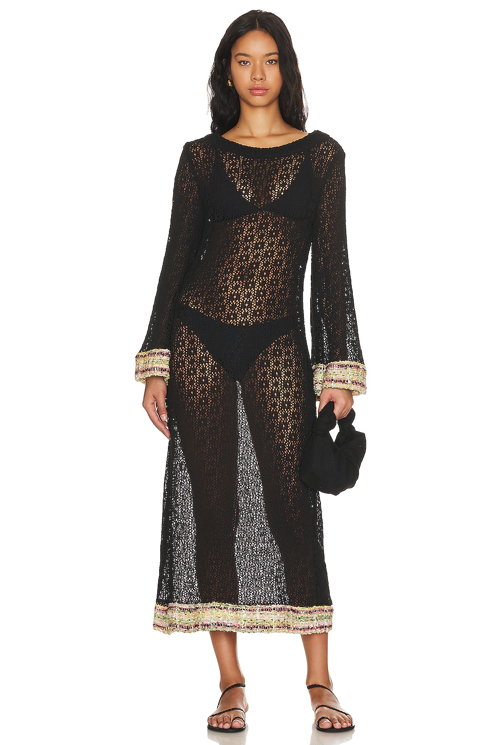 Black lace dress with wide sleeves - Lily Was Here