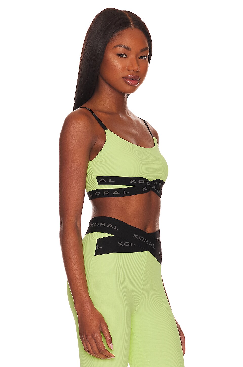 KORAL Jules Rib Sports Bra in Electric Lime