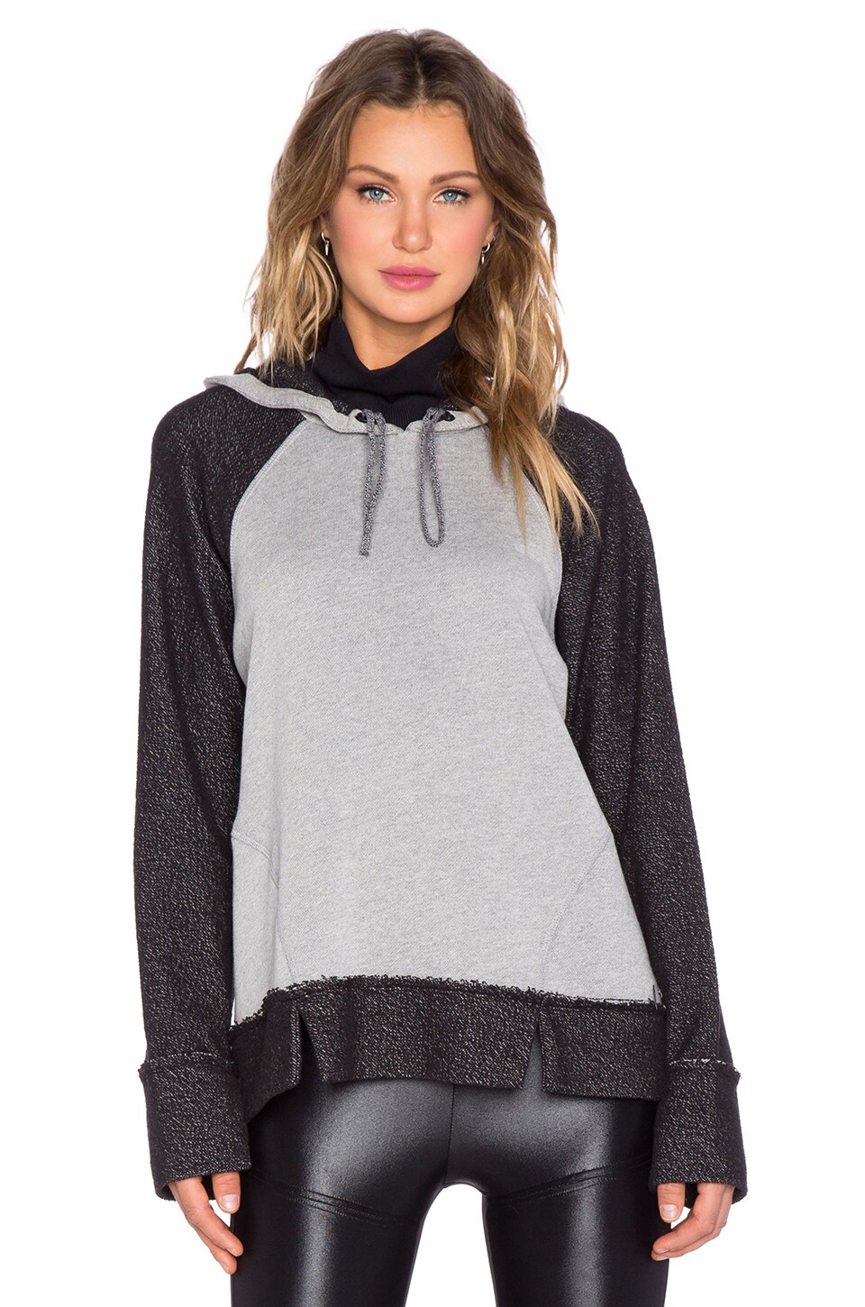 KORAL Tomoe Cast Slit Hoodie in Heather Grey & Black | REVOLVE