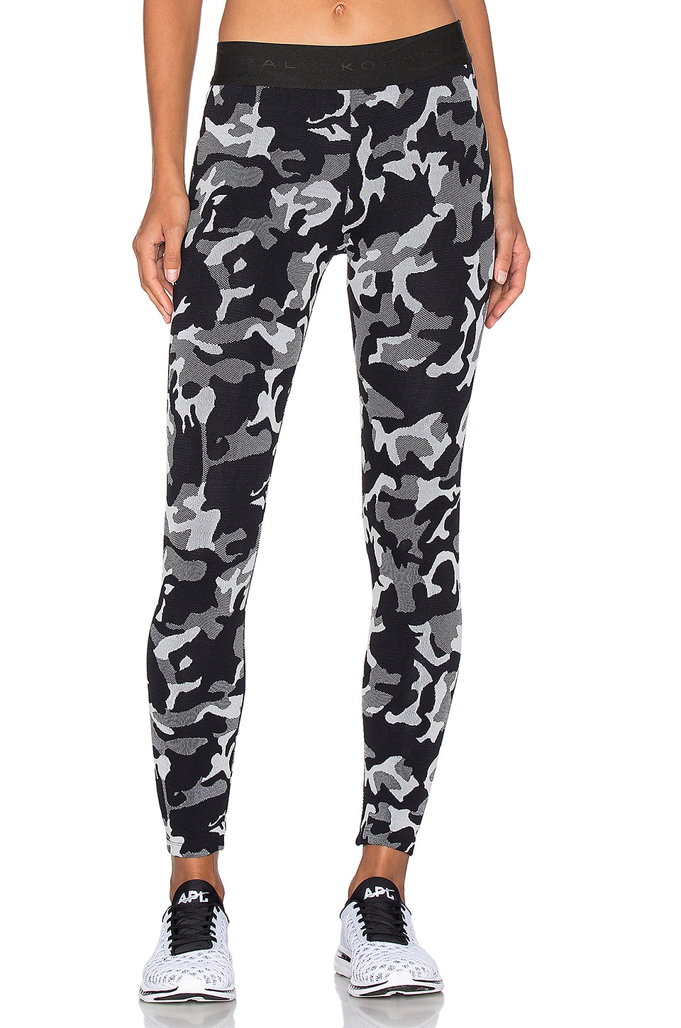 KORAL Knockout Cropped Legging in Black Camo & Black | REVOLVE