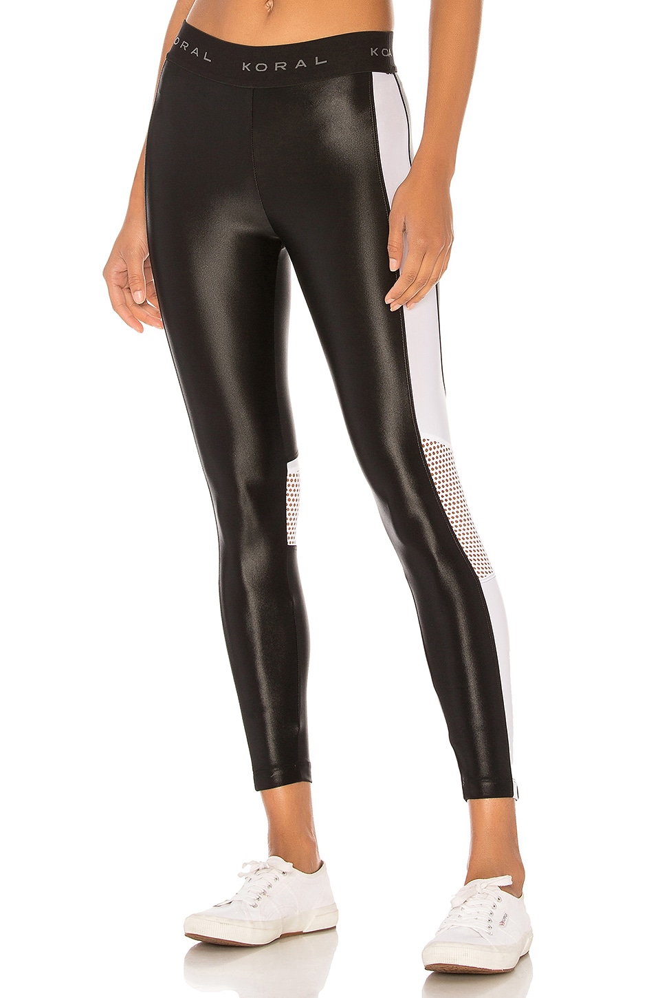 KORAL Emblem Cropped Legging in Black & White | REVOLVE