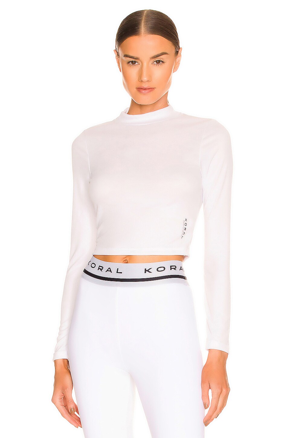 KORAL Luca Long Sleeve Marlow Crop Top in White | REVOLVE