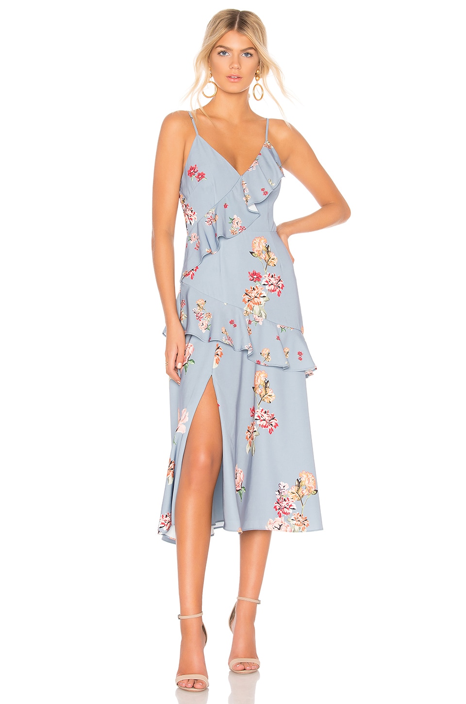 keepsake Evolve Midi Dress in Blue Scatter Floral REVOLVE