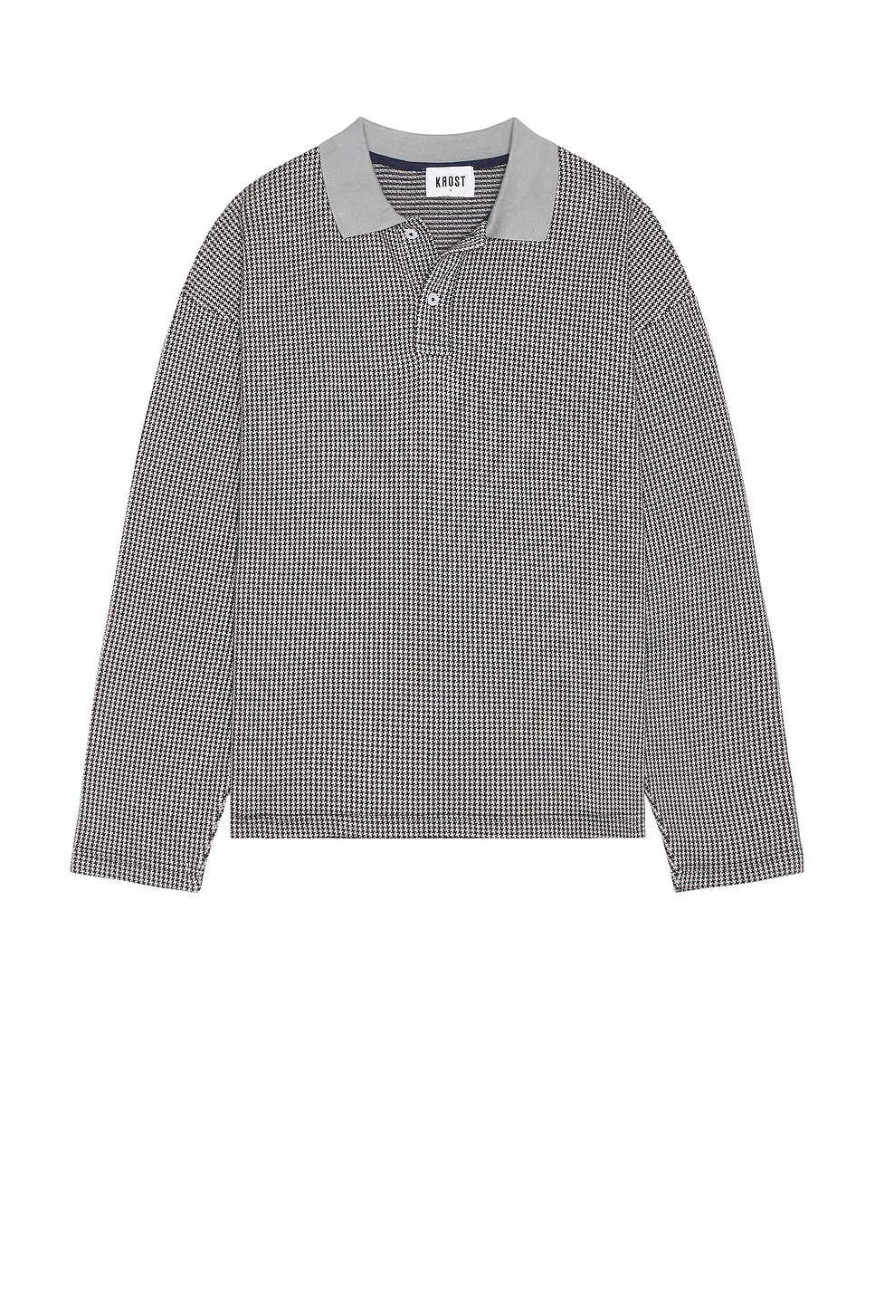 Houndstooth Jacquard Knit Rugby Polo - Thumbnail 1
