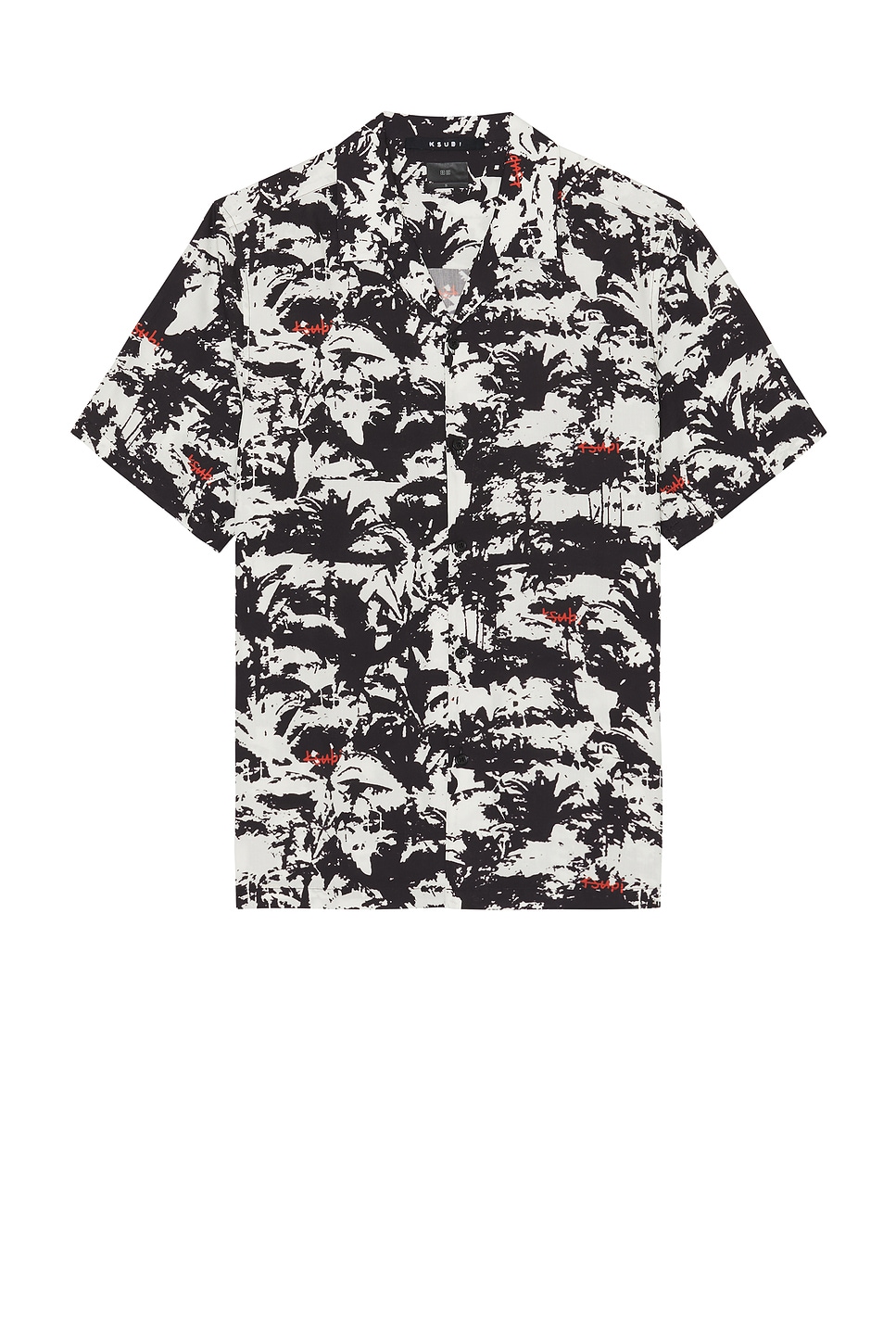 Ksubi Palm Tree Resort Short Sleeve Shirt in Multi Color