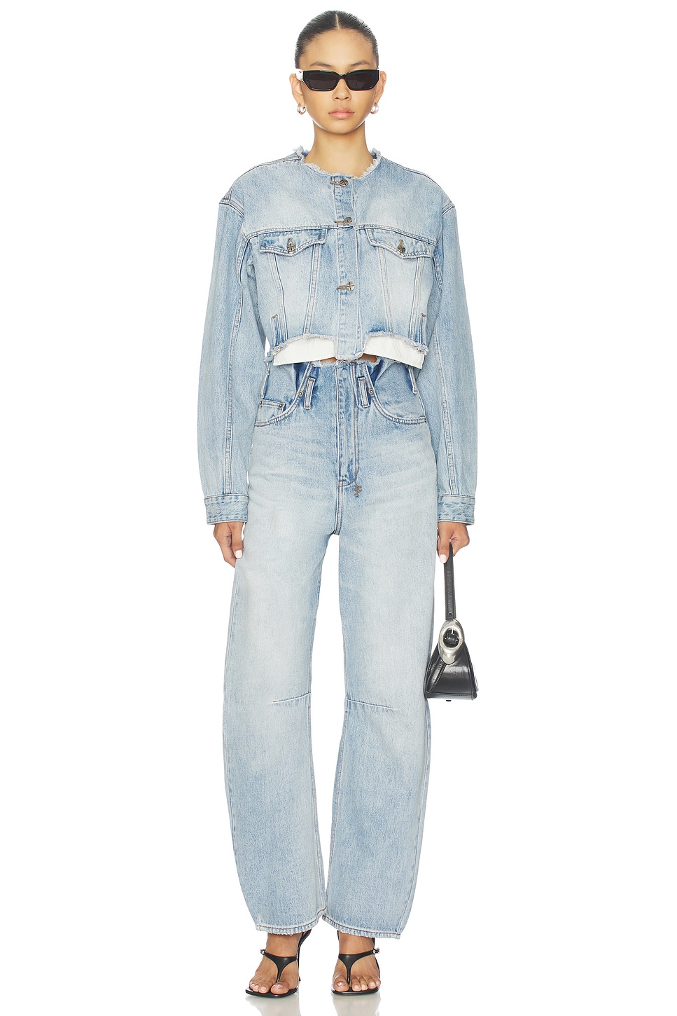 Ksubi Torn Off Crop Trucker Jacket in Denim | REVOLVE