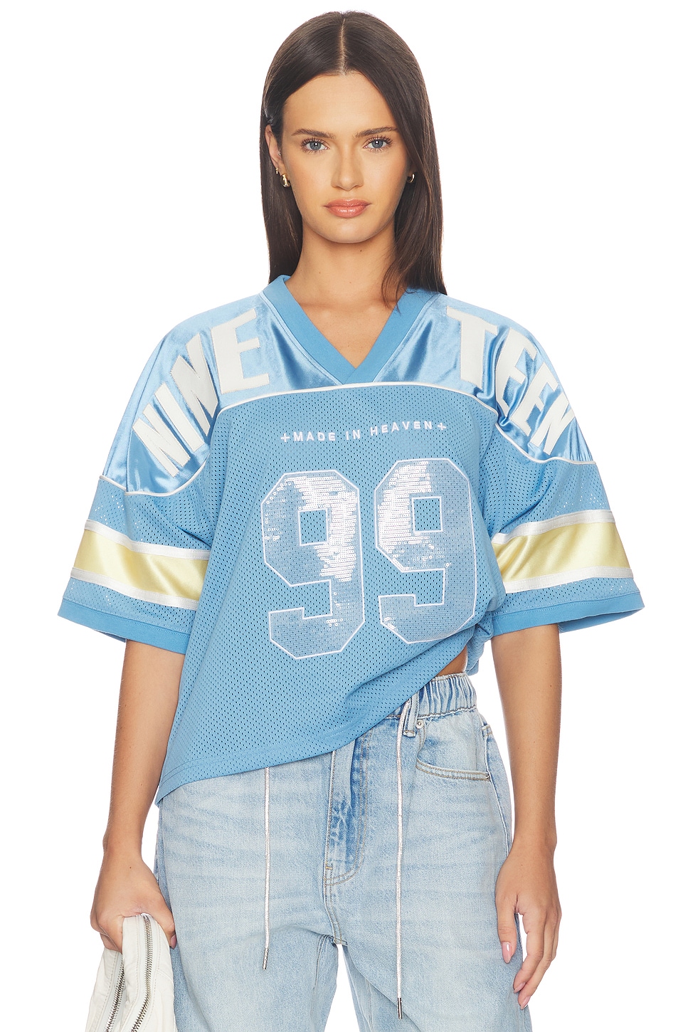 トップス Kazu Ksubi 99 Spark Jersey Top in Azure & Yellow | REVOLVE