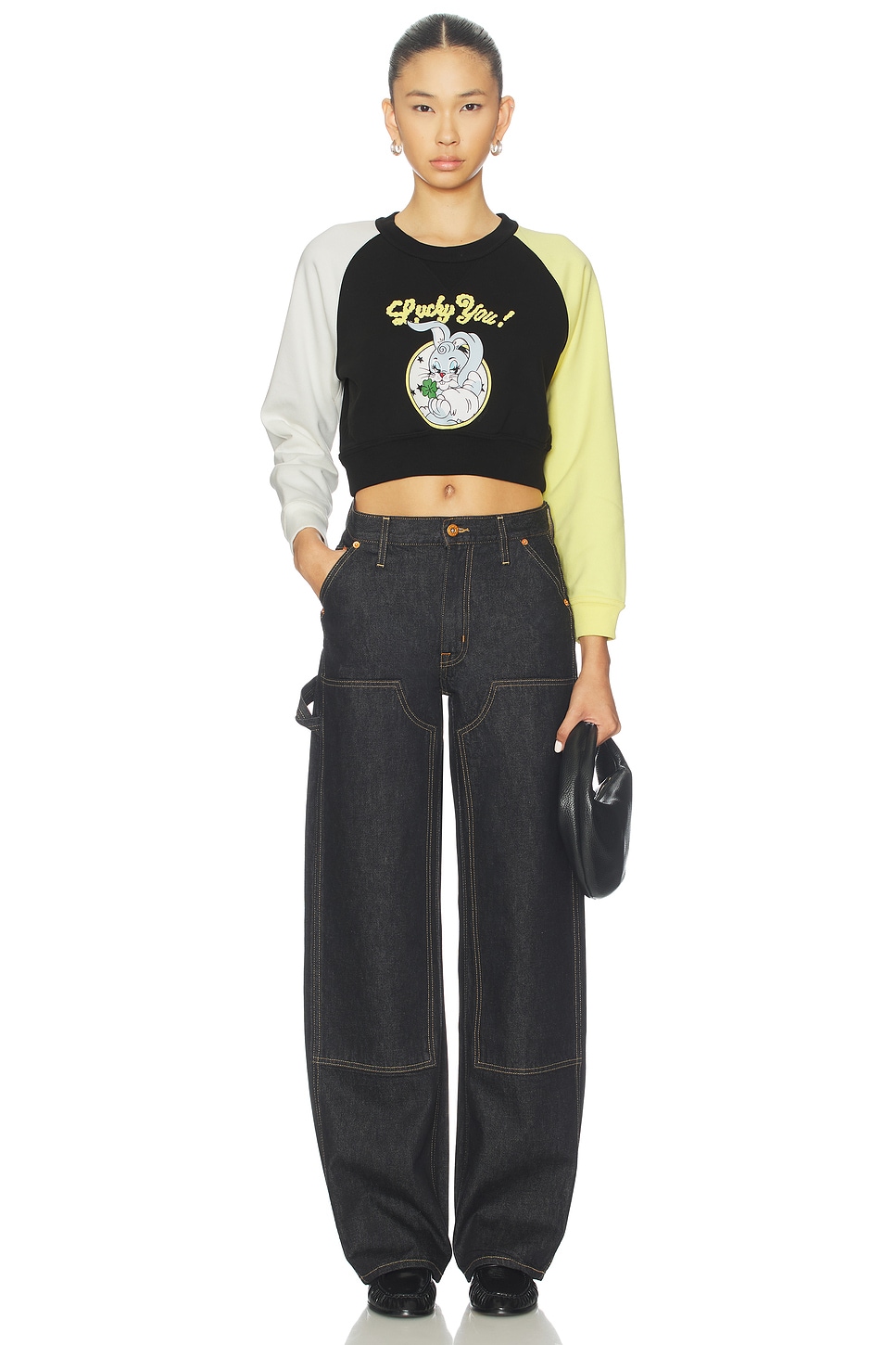 Kenzo Lucky Me Cartoon Cropped Sweatshirt in Black | REVOLVE