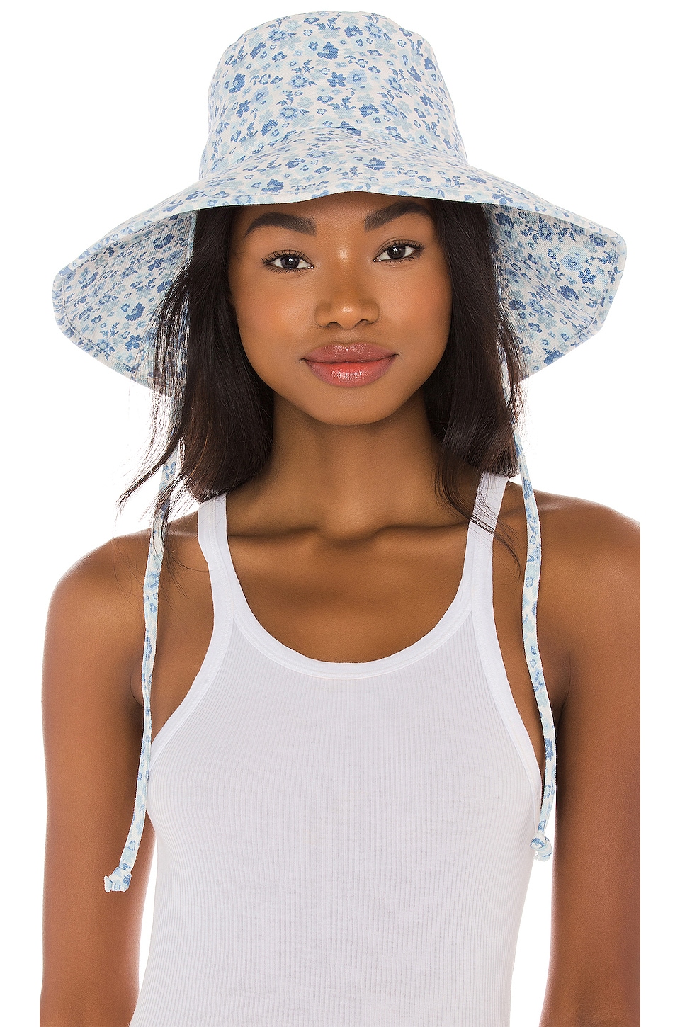 Lack of Color Holiday Bucket Hat in Blue & Ivory Floral | REVOLVE