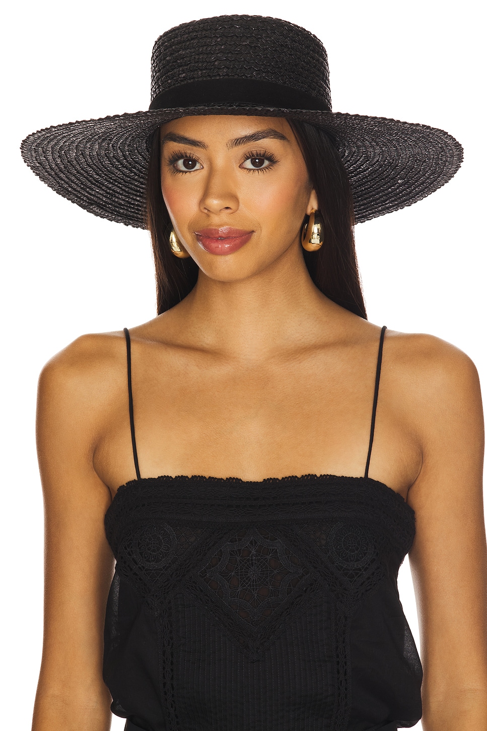 Lack of Color Mira Wide Boater Hat in Black | REVOLVE