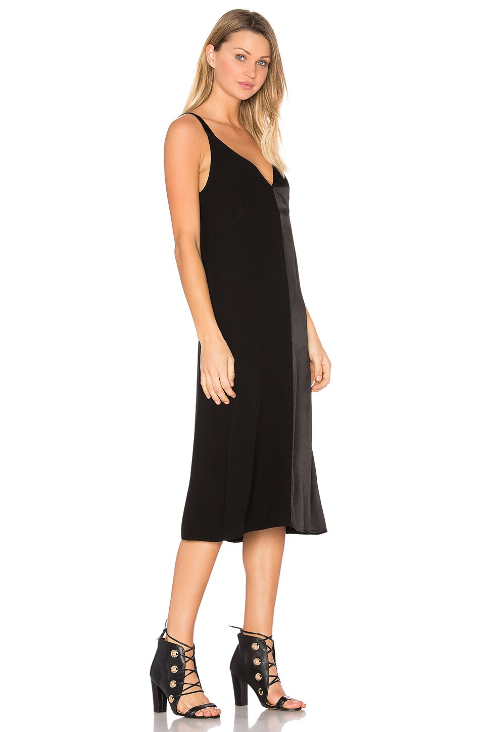 LACAUSA Dual Satin Dress in Black | REVOLVE