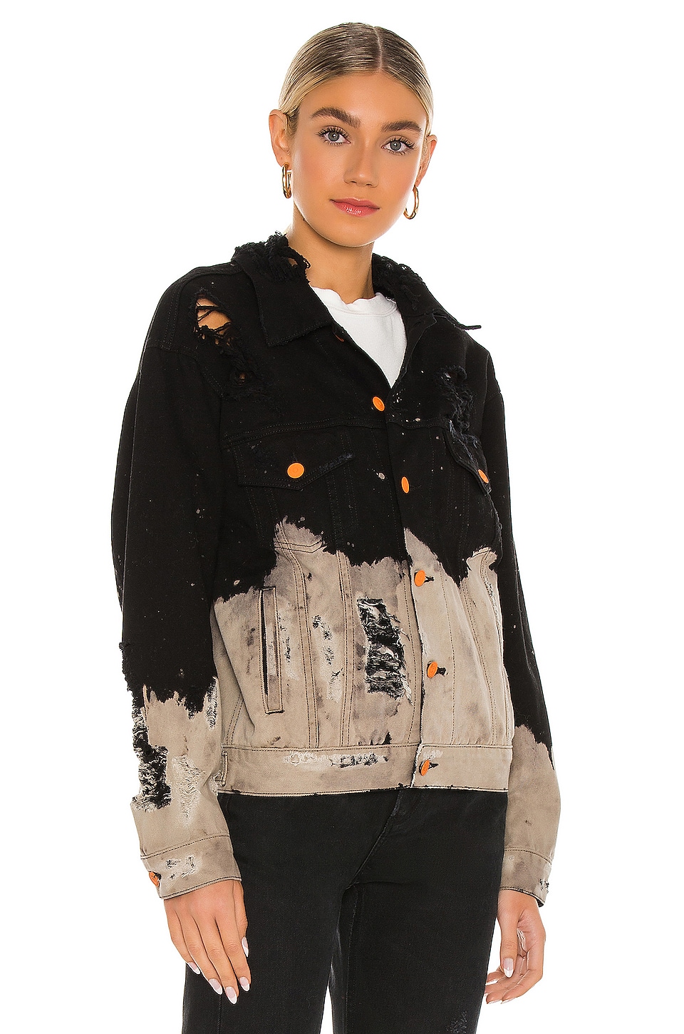 La Detresse Savage Acid Wash Denim Jacket in Black REVOLVE