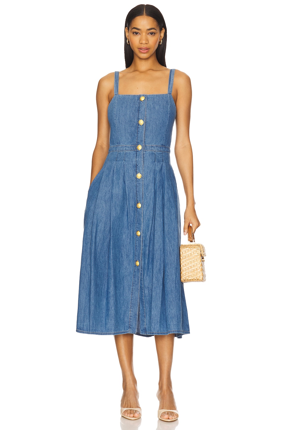 pinafore blue dress Basics Pinafore Dress