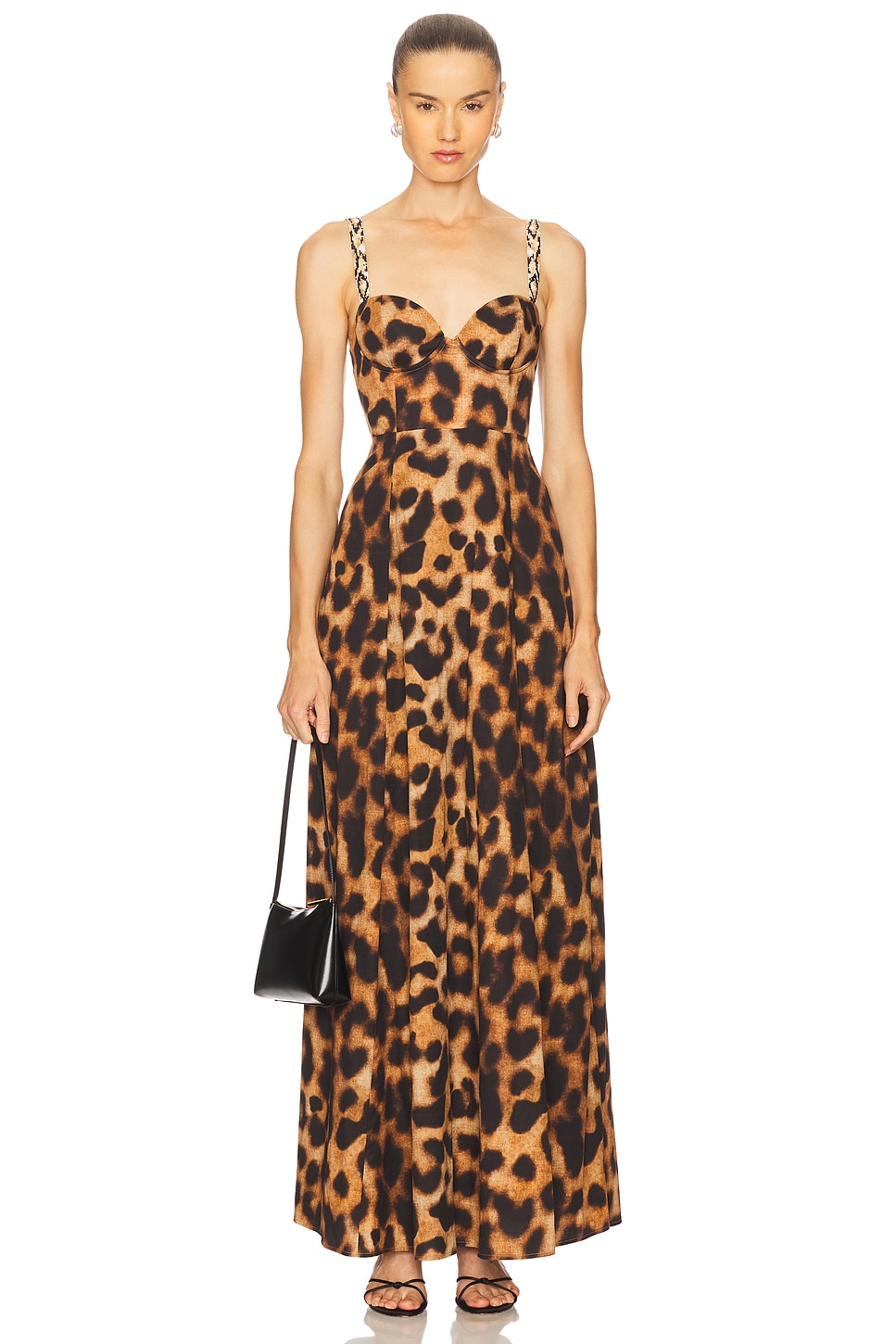 L'AGENCE Sutton Strap Maxi Dress in Tan & Black Leopard | REVOLVE