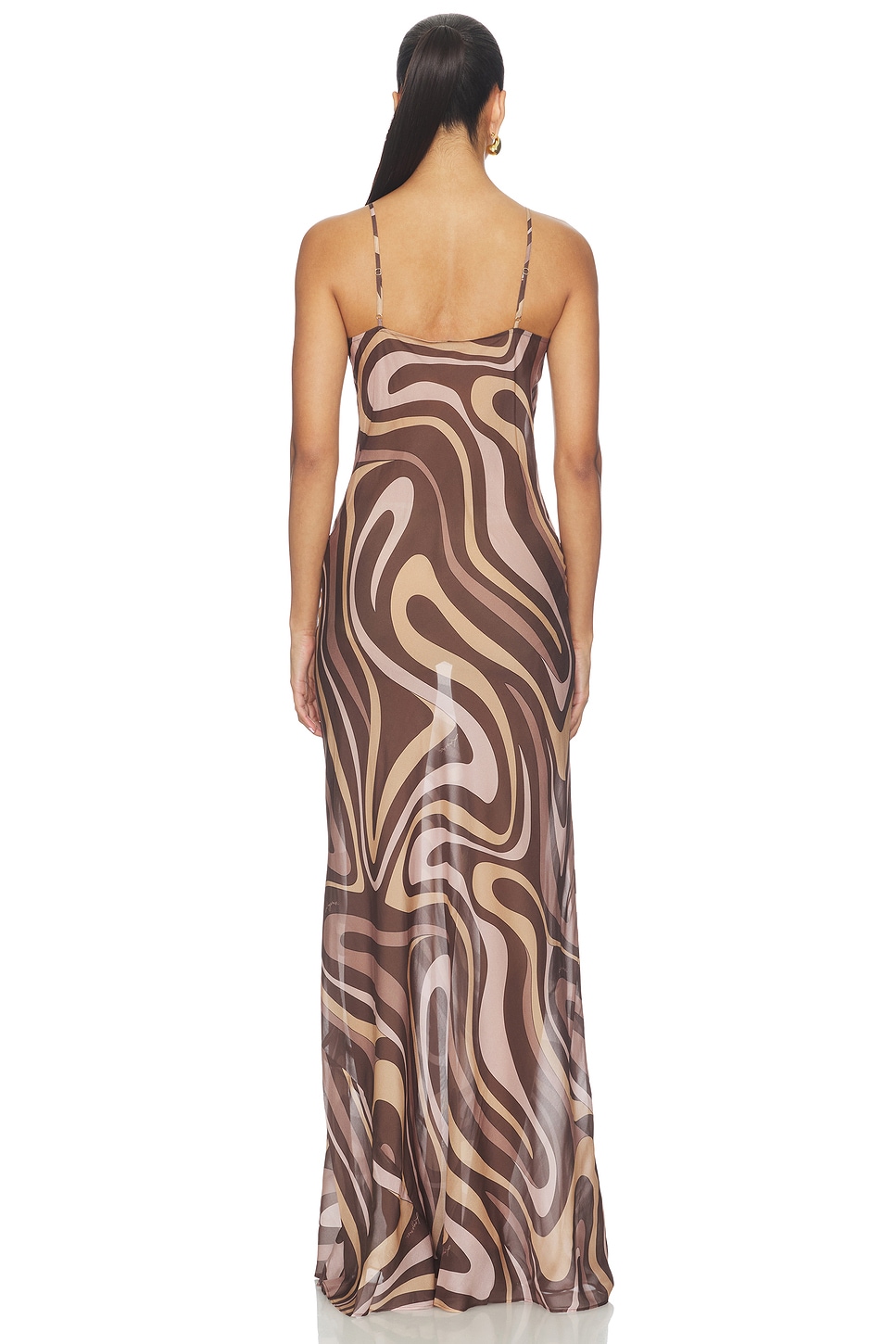 christine brown dress L'AGENCE in Sepia Multi Abstract Swirl Colors:Spanish Brown
