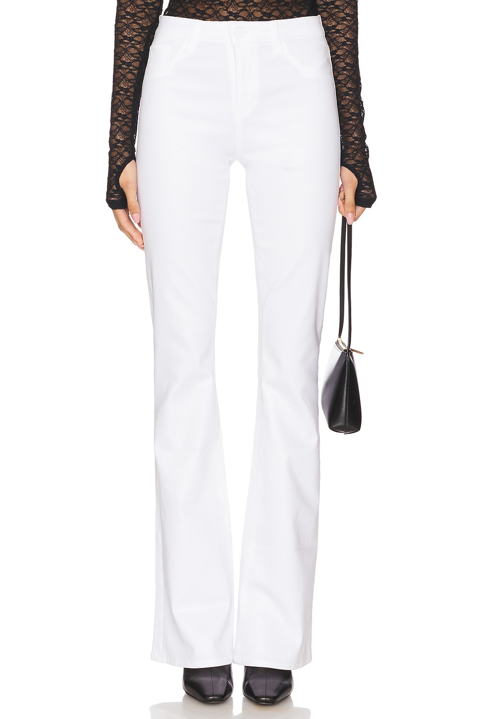 L'AGENCE Marty High Rise Flare Jeans in Blanc Coated | REVOLVE