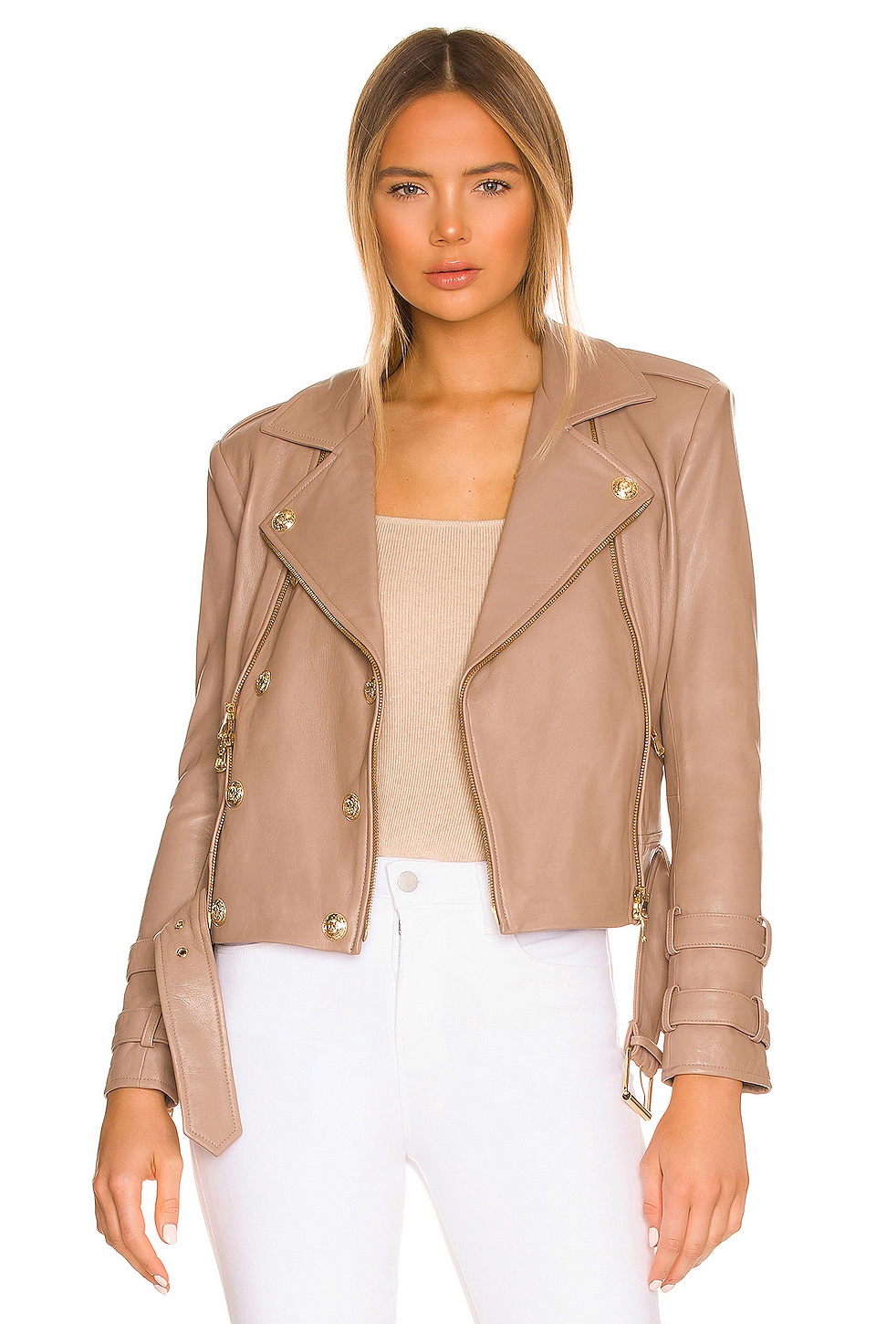 L'AGENCE Billie Belted Leather Jacket in Chanterelle | REVOLVE