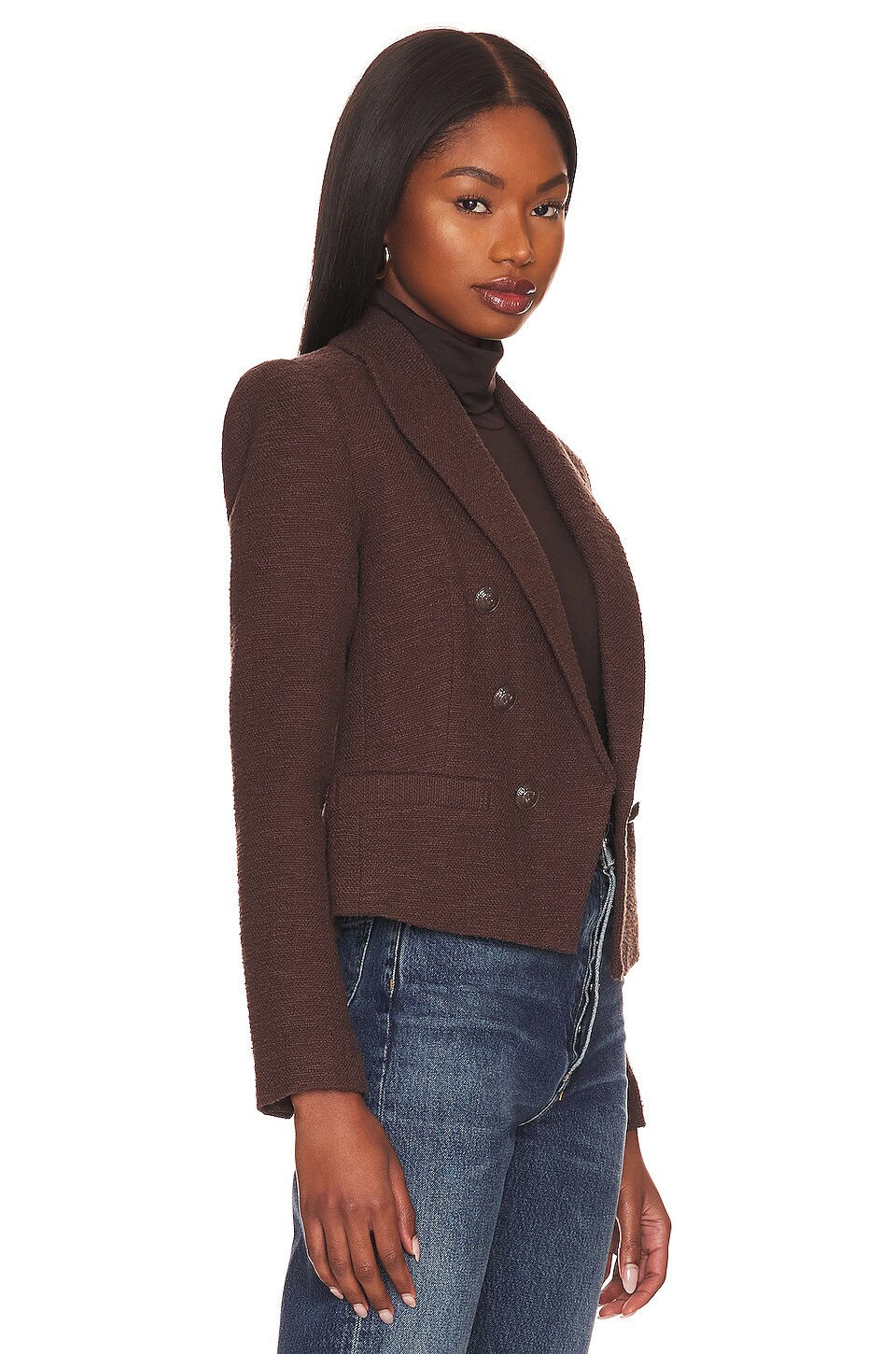 L'AGENCE Brooke Crop Blazer in Espresso