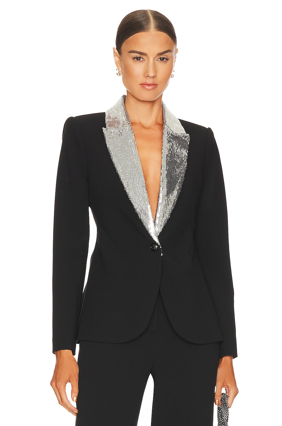 L'AGENCE Clementine Blazer in Black & Silver