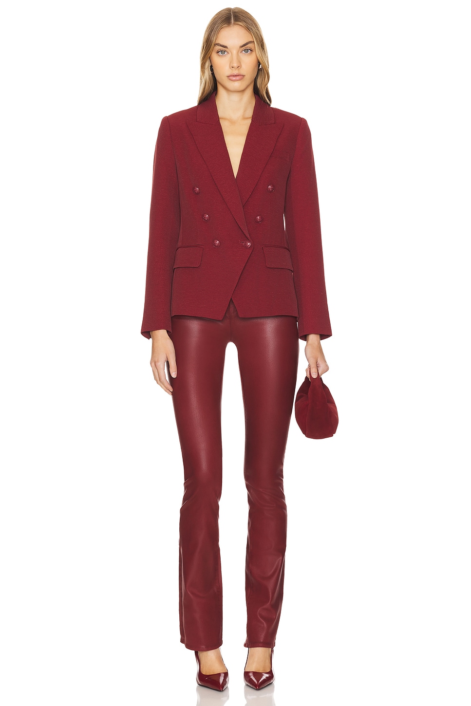 L'AGENCE Kenzie Double Breasted Blazer in Syrah | REVOLVE