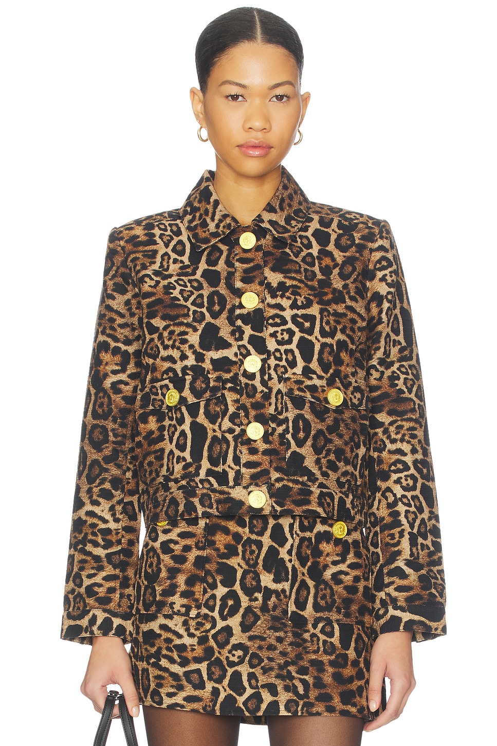 L'AGENCE Nyx Crop Jacket in Brown Multi Patch Leopard | REVOLVE