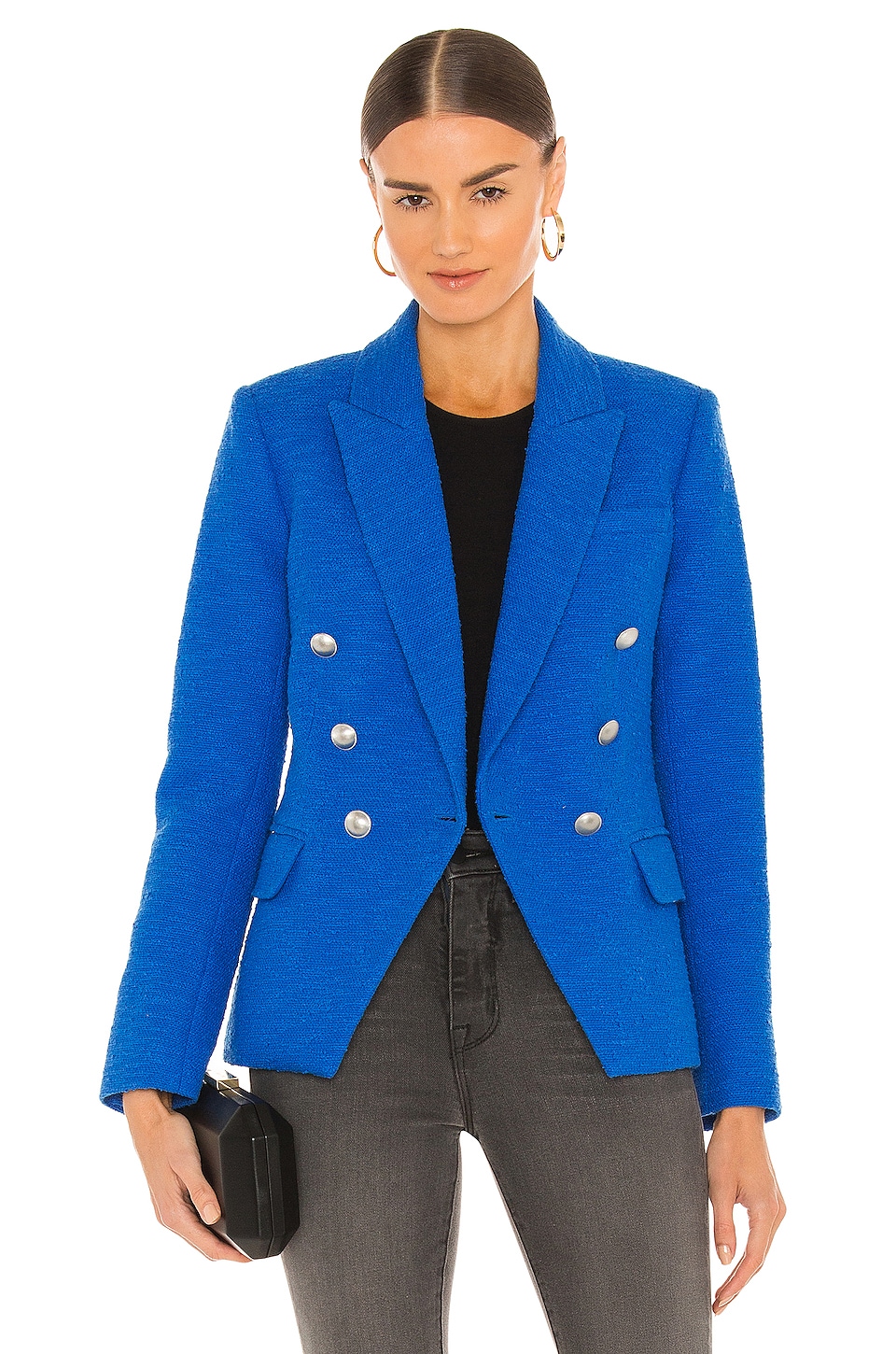 L'AGENCE Kenzie Double Breasted Blazer in Azure | REVOLVE