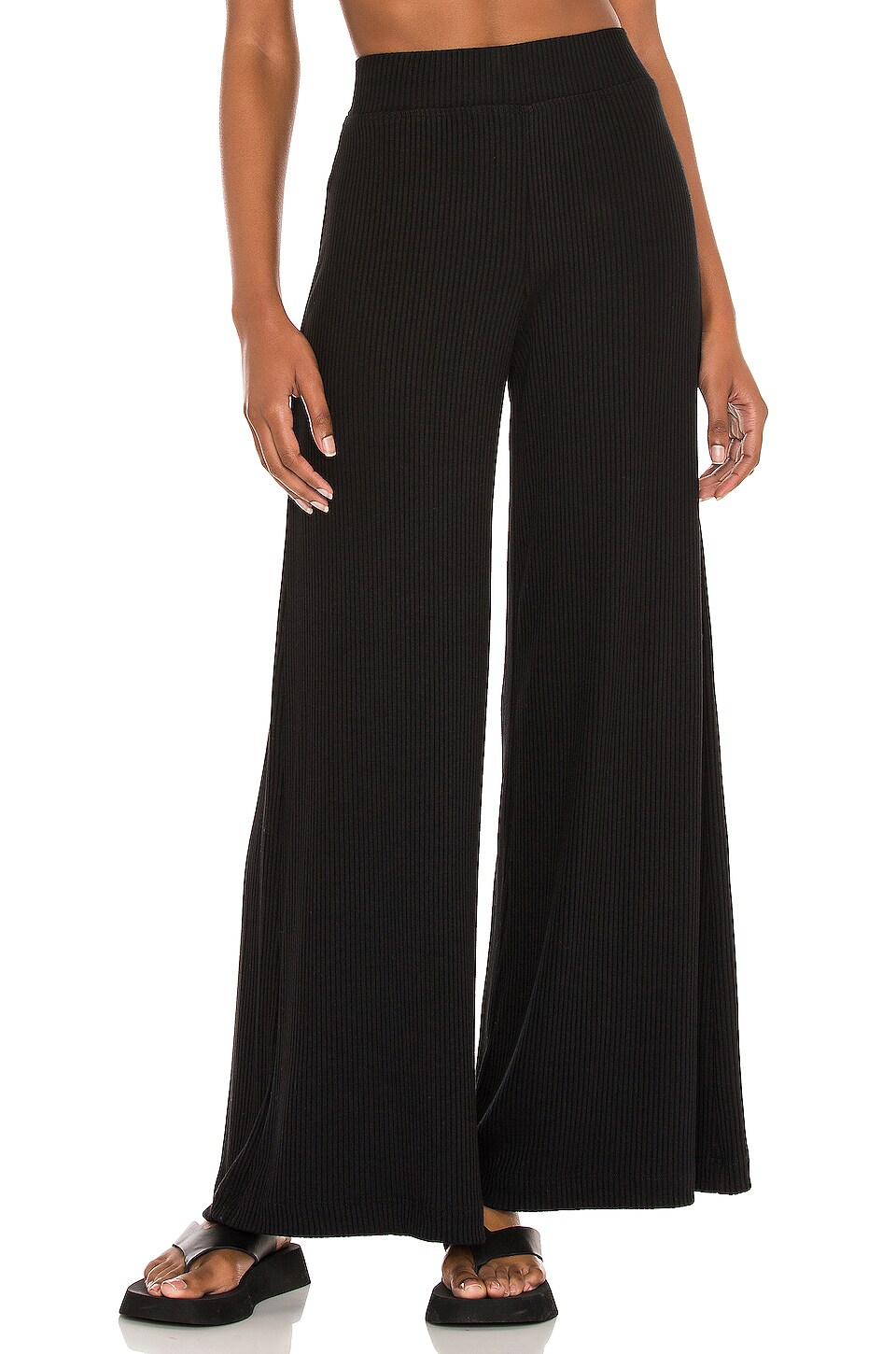 L Agence Luxe Lounge The Campbell High Rise Wide Leg Pant In Black