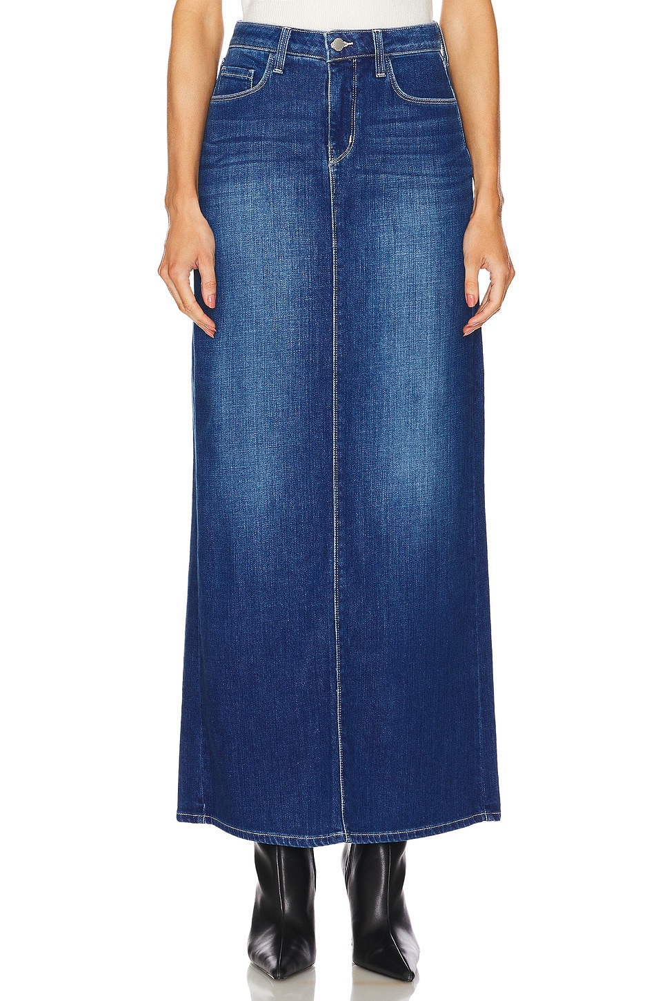 L'AGENCE Miriam Denim Maxi Skirt in Apollo | REVOLVE