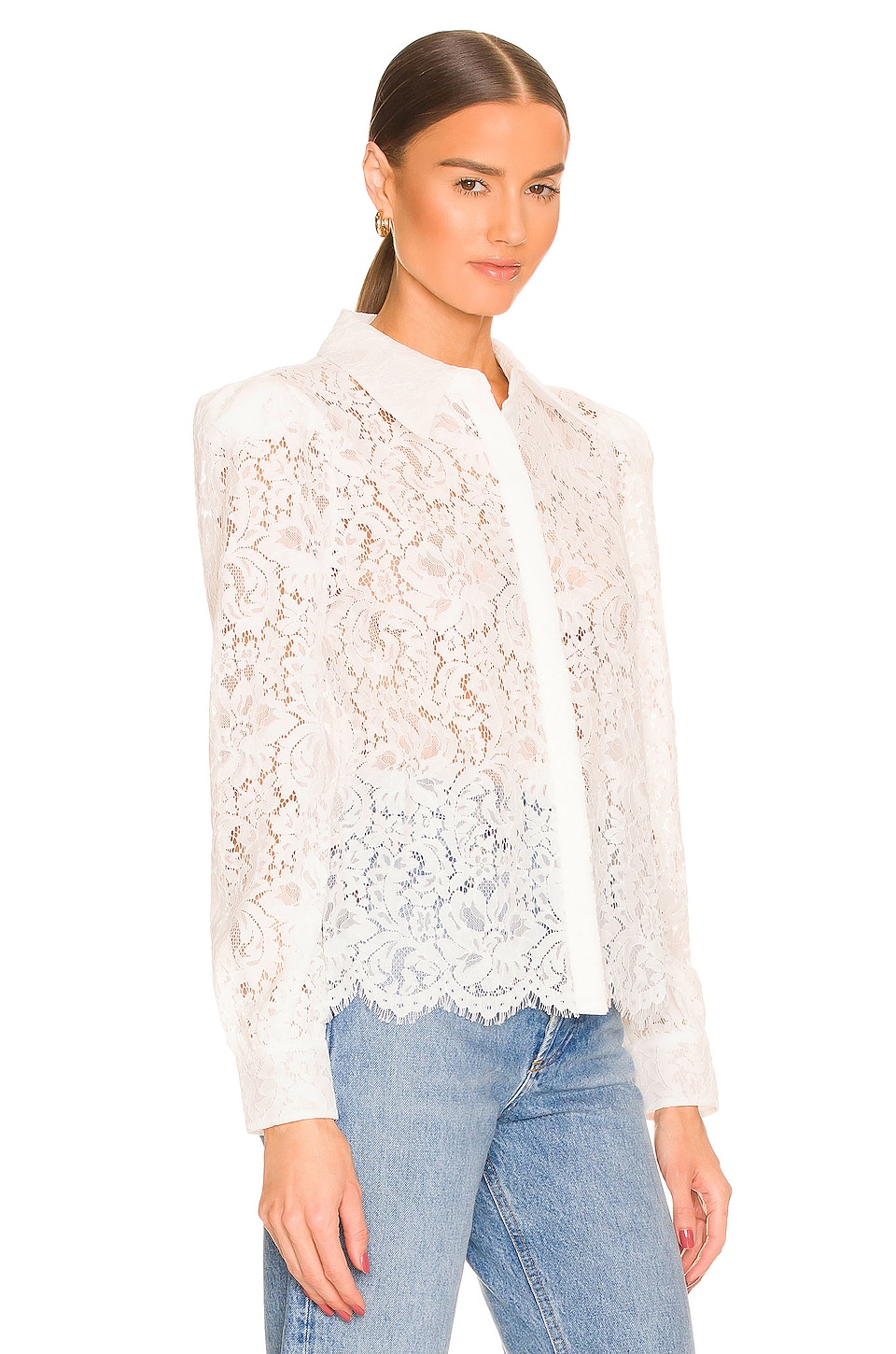 L'AGENCE Jenica Lace Blouse in Ivory
