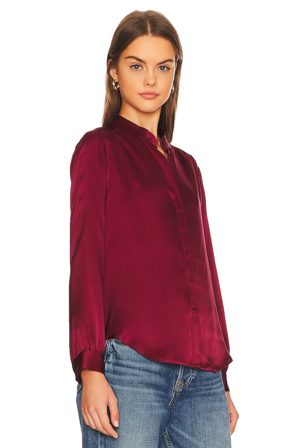 L'AGENCE Bianca Blouse in Black Cherry