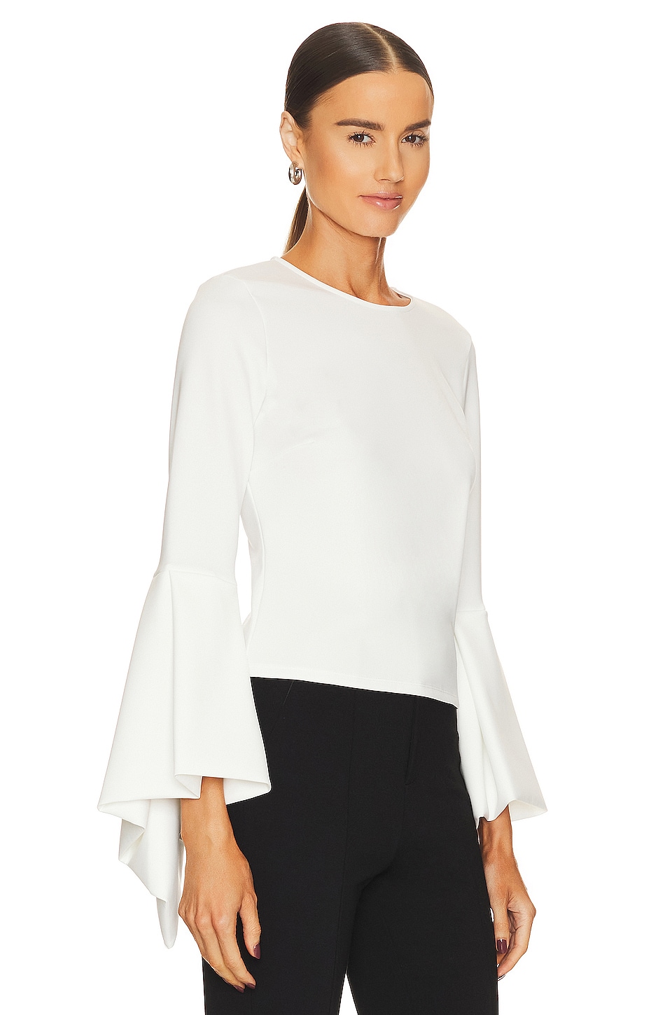 L'AGENCE Chase Ruffle Sleeve Top in Ivory